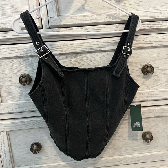 Wild Fable Black Denim Corset Top - Picture 4 of 7